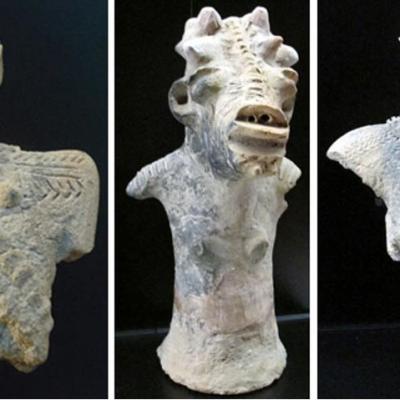 A anthromorphic clay figurines