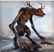 Scary skinwalker horror wendigo